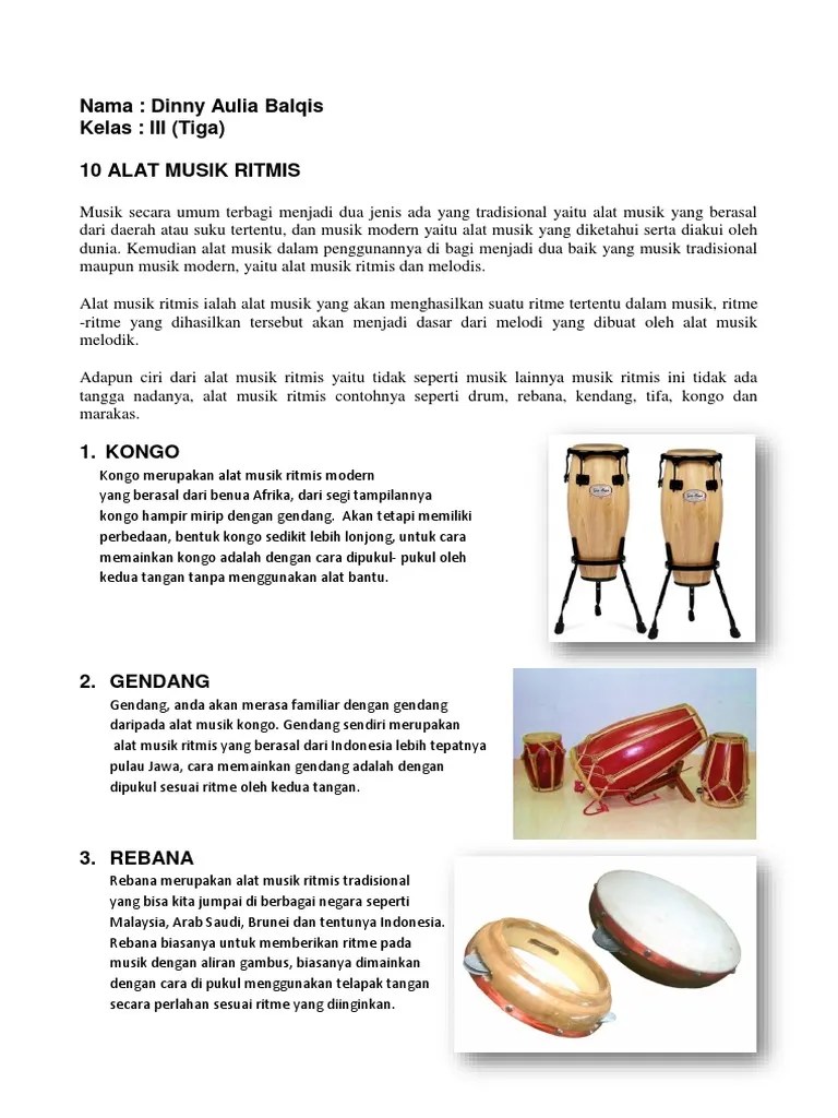 10 ALAT MUSIK RITMIS (Alat Musik Tradisional) | PDF