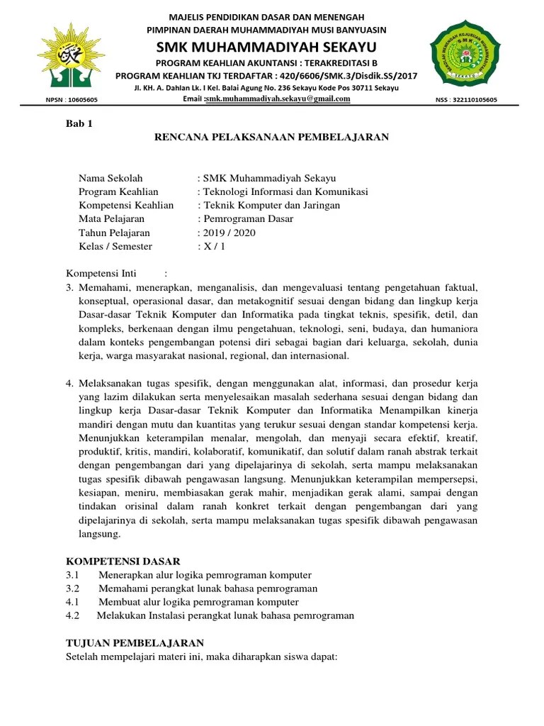 2019 2020 RPP Pemograman Dasar | PDF