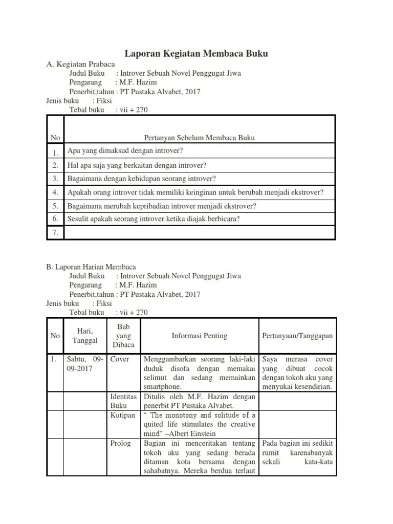 Laporan Kegiatan Membaca Buku | PDF