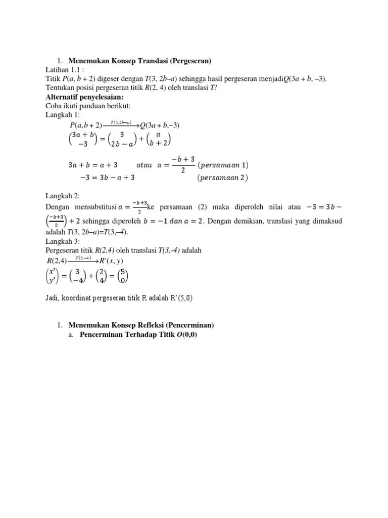 LKPD-Menemukan Konsep Translasi | PDF