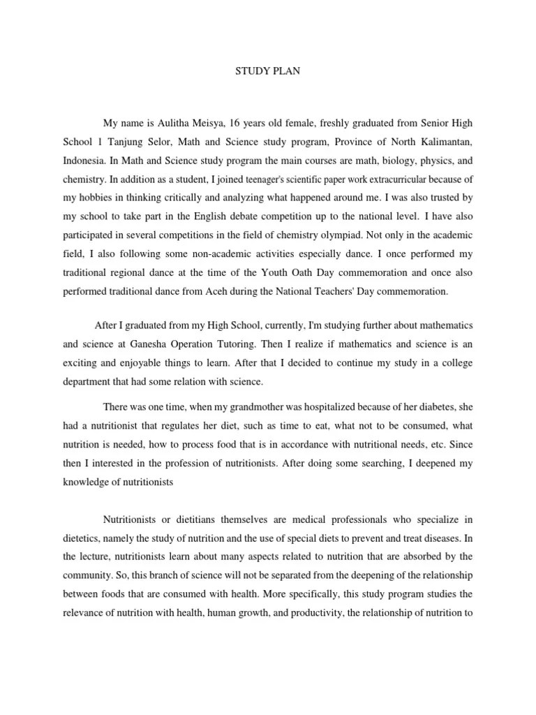 Study Plan | PDF | Dietitian | Nutrition