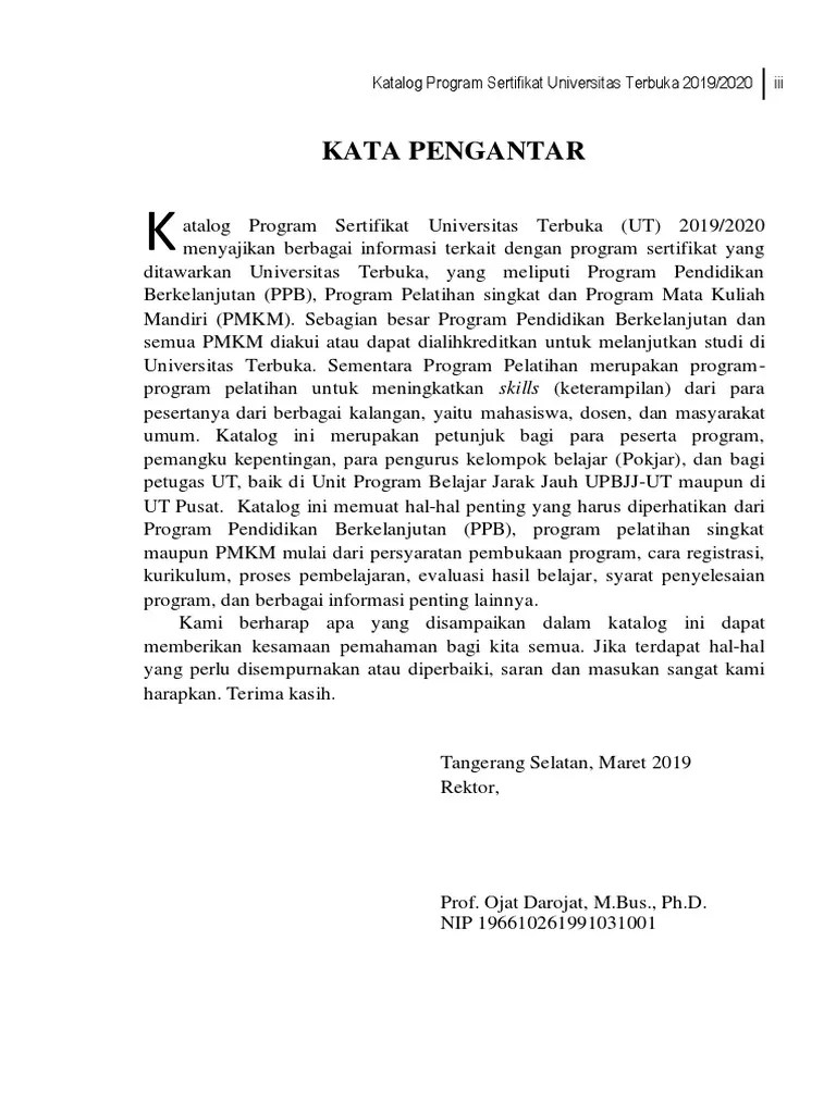 Katalog Program Sertifikat Universitas Terbuka 2019 2020 PDF | PDF