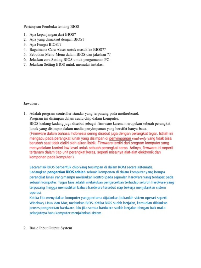Pertanyaan Pembuka Tentang BIOS | PDF