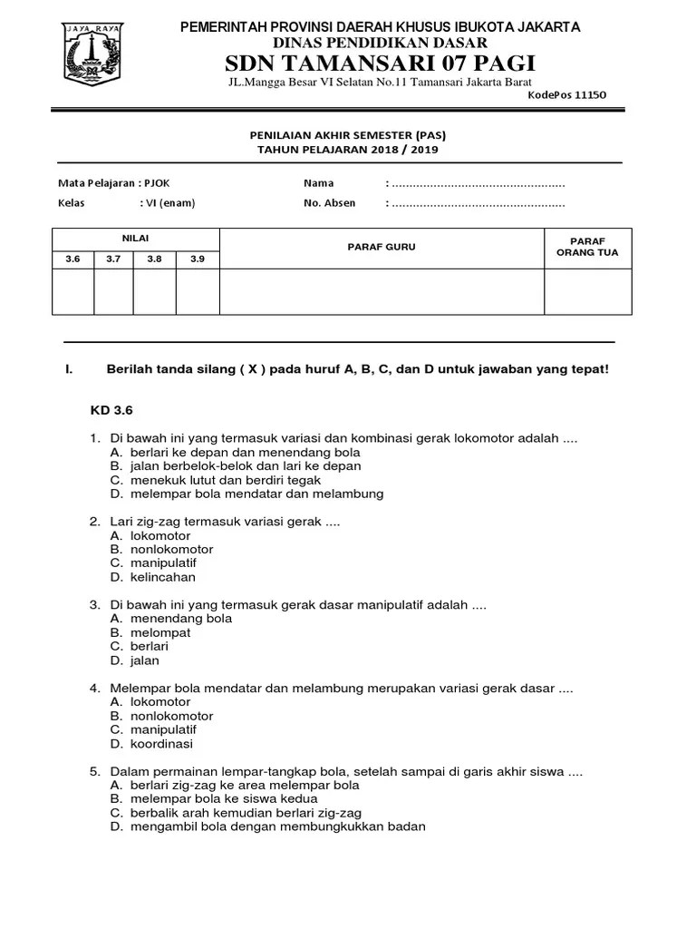 Pas Pjok KLS Vi | PDF