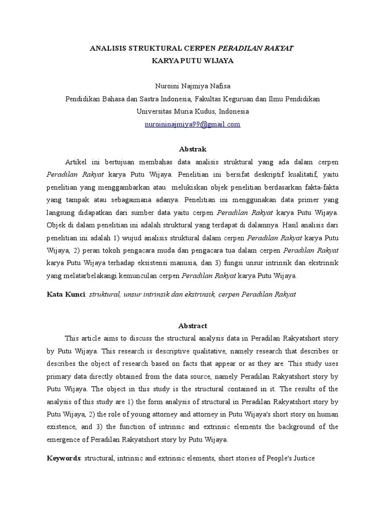 Analisis Struktural Cerpen Peradilan Rakyat | PDF