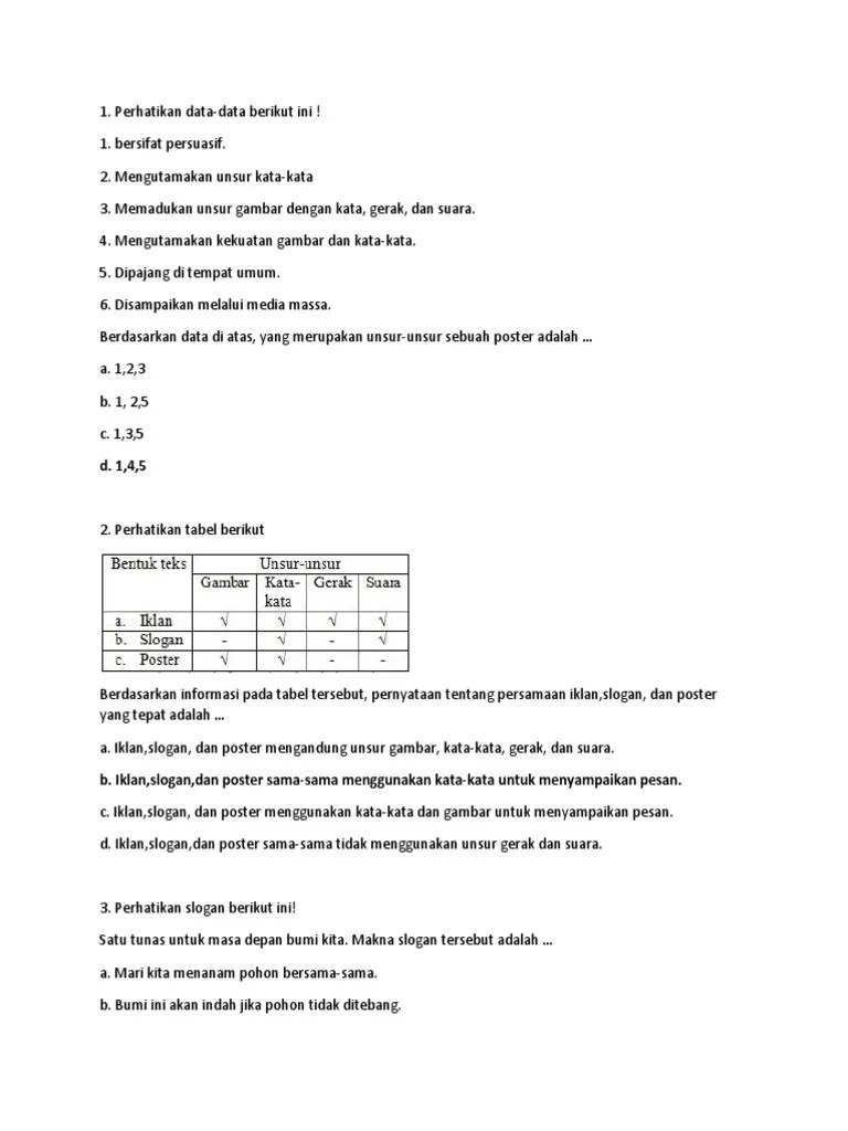 Soal B.indo Slogan, Poster, Iklan | PDF