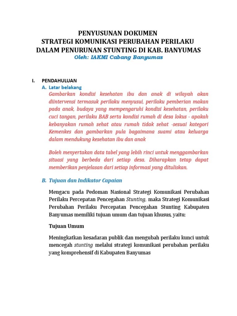 Paparan Contoh Penyusunan Dokumen Strategi Komunikasi Perubahan Perilaku  Stunting Kab Banyumas | PDF