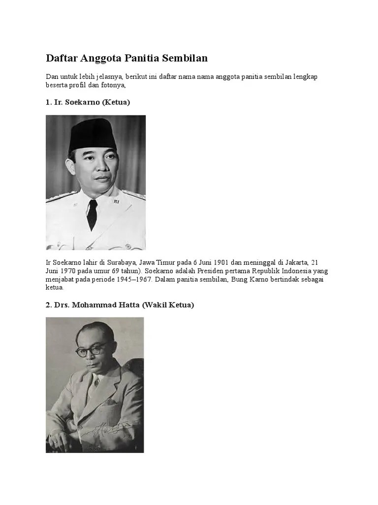 Daftar Anggota Panitia Sembilan | PDF