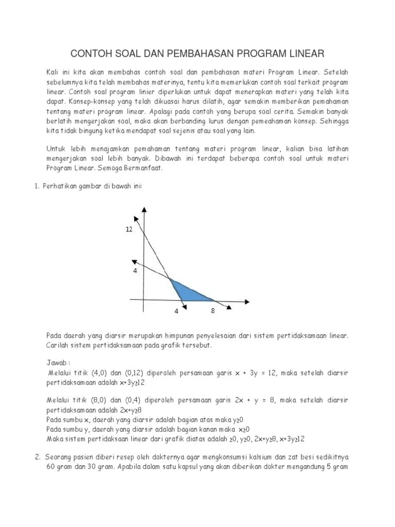 Contoh Soal Dan Pembahasan Program Linear | PDF