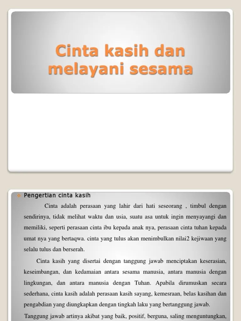 Cinta Kasih Dan Melayani Sesama | PDF