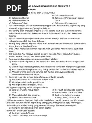 Rangkuman Pelajaran Agama Katolik Kelas 3 Semester 2 | PDF