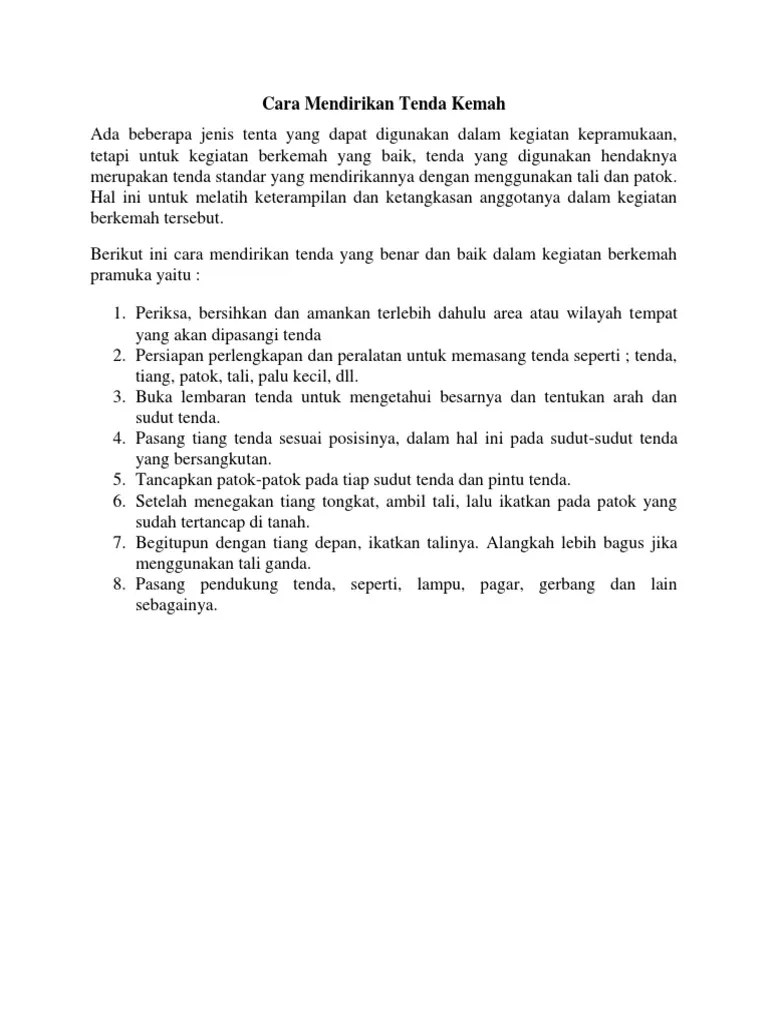 Cara Mendirikan Tenda Kemah | PDF