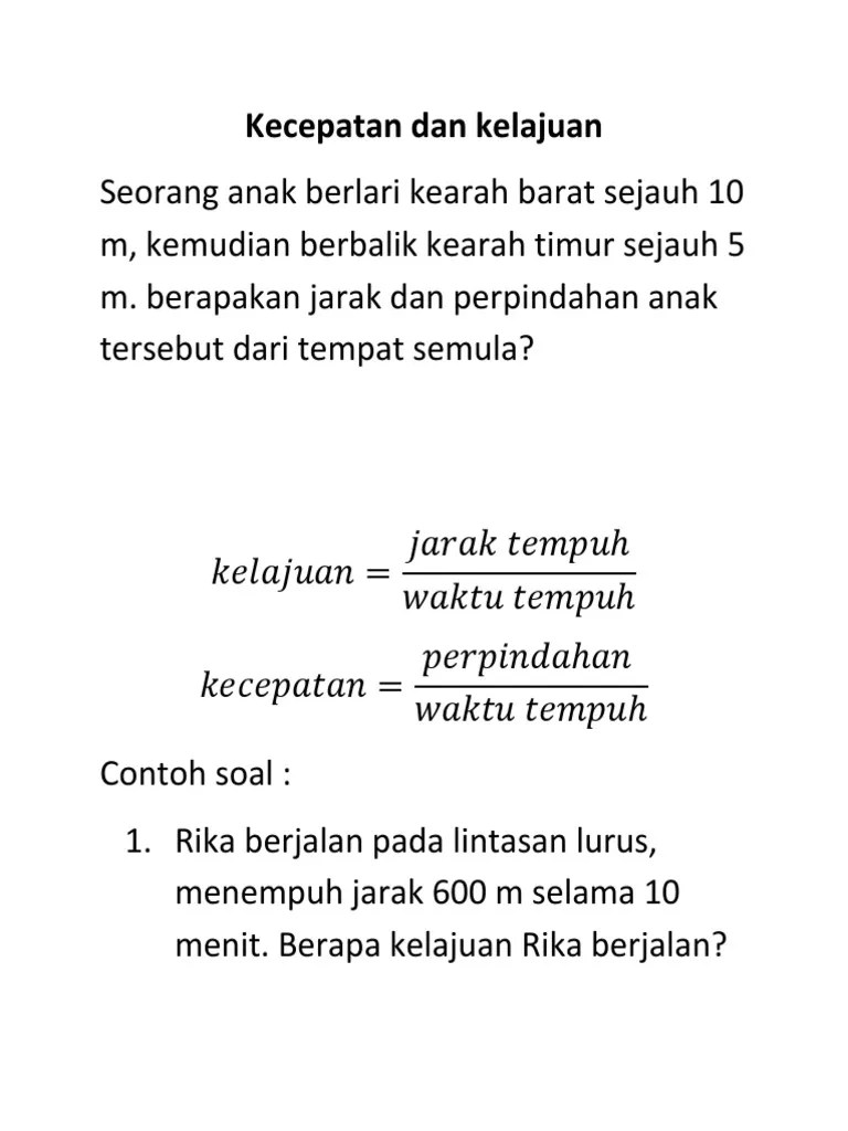 Soal Kelajuan Dan Kecepatan | PDF