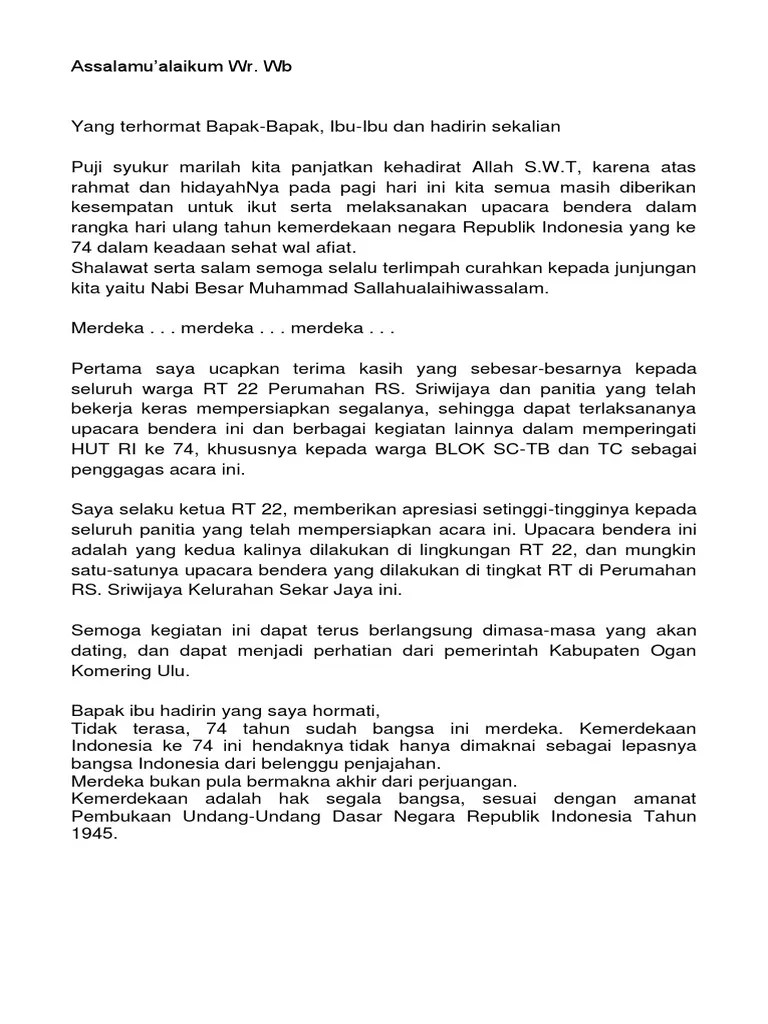 Pidato Pak RT 17 Agustuan | PDF