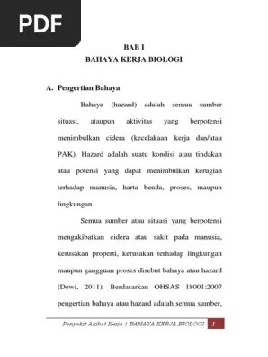 Bab I Bahaya Kerja Biologi | PDF
