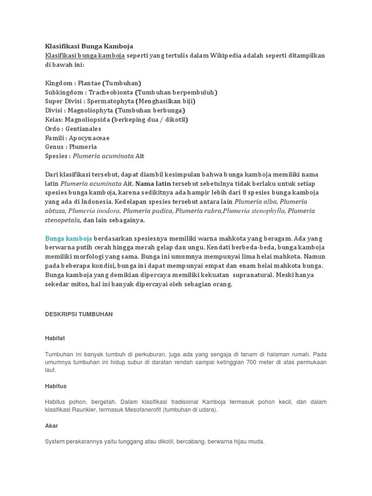 Klasifikasi Bunga Kamboja | PDF