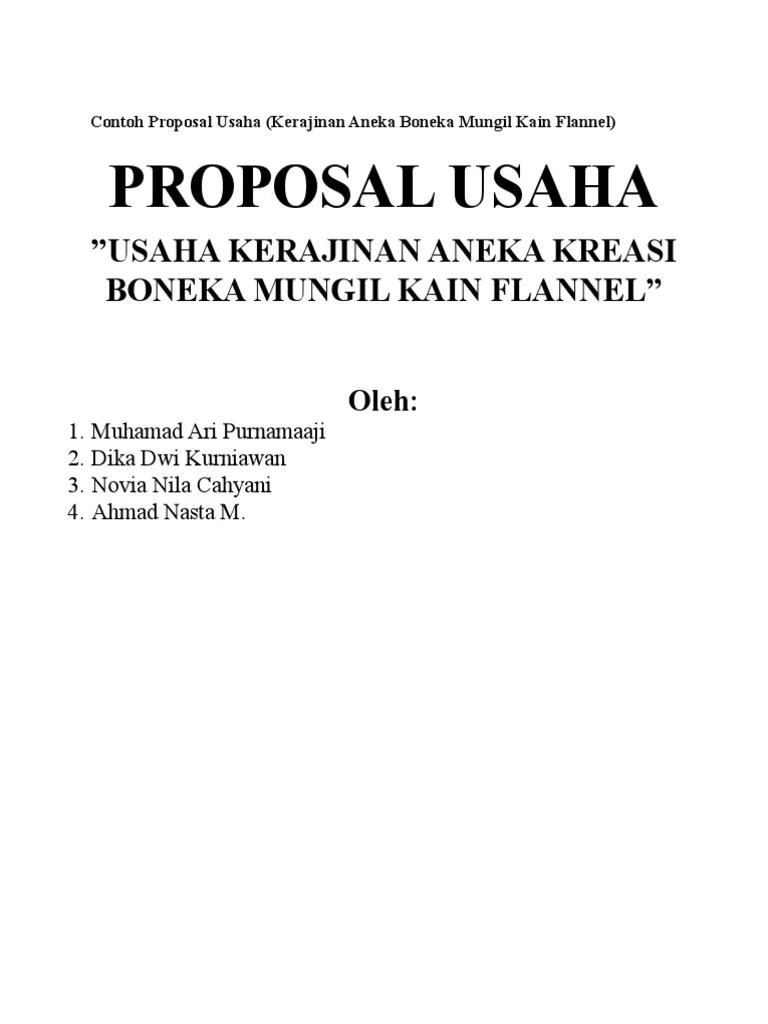 Contoh Proposal Usaha Kerajinan Kain Flanel