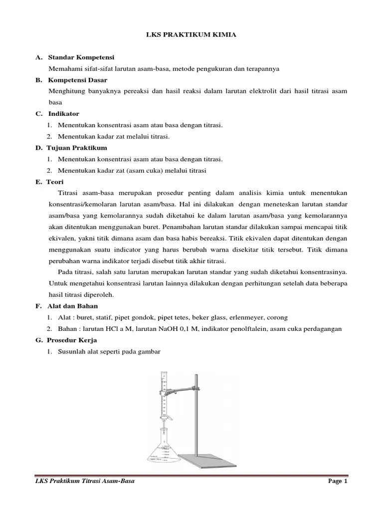 Lks Praktikum Titrasi Asam Basa | PDF
