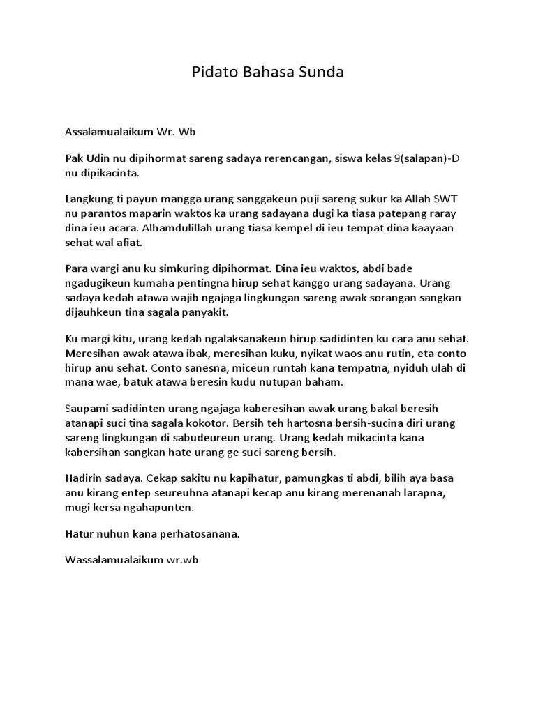 Pidato Bahasa Sunda Tentang Kebersihan Yang Panjang