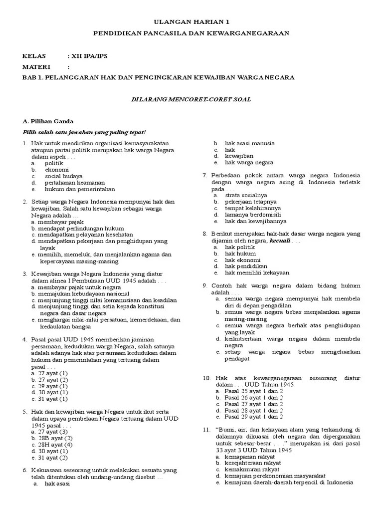 Contoh Hak Asasi Warga Negara Dalam Bidang Hukum Adalah