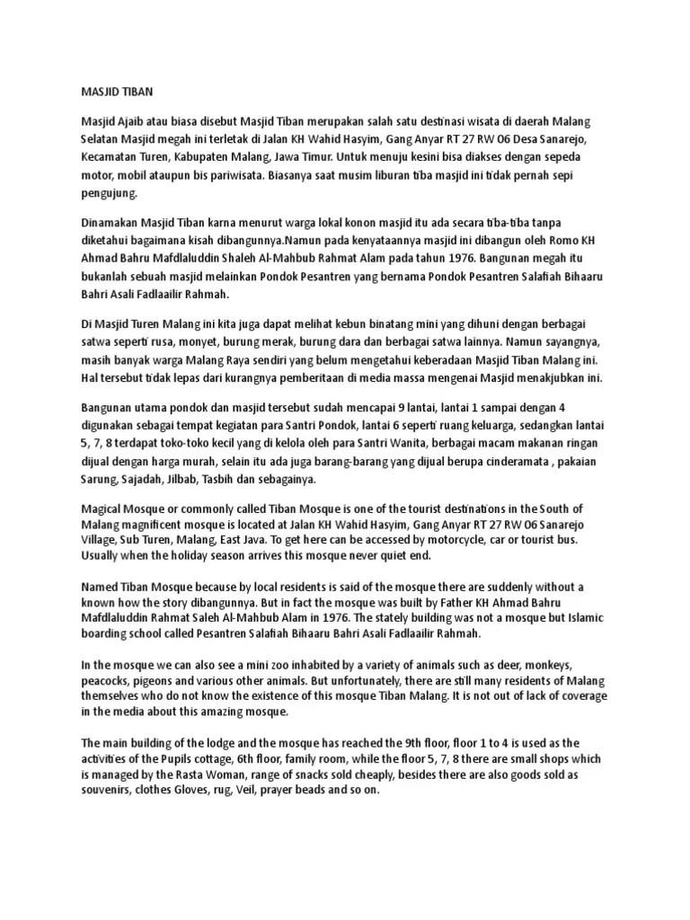 Masjid Tiban Bahasa Inggris Terjemahan | PDF