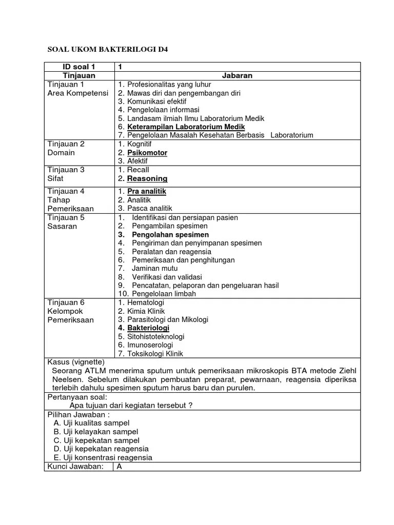 Soal UKOM Bakteriologi (13 Soal) | PDF