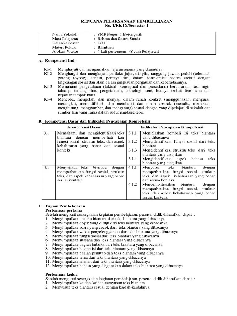 RPP Bahasa Sunda | PDF