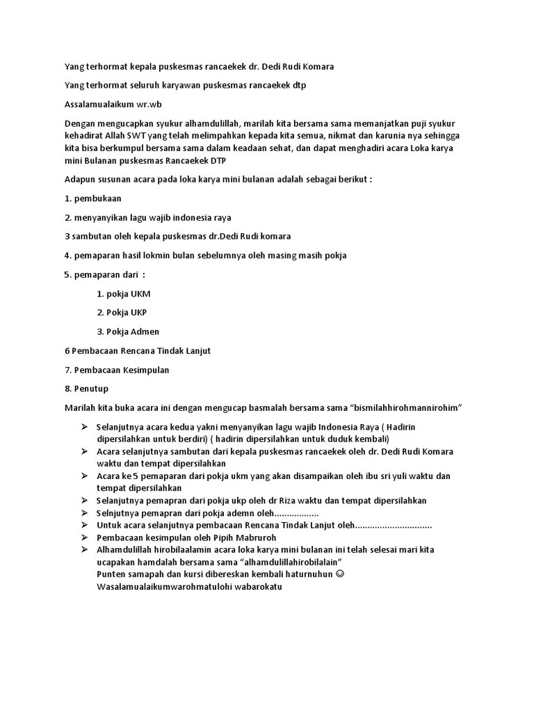 MC Rapat Pertemuan Puskesmas | PDF