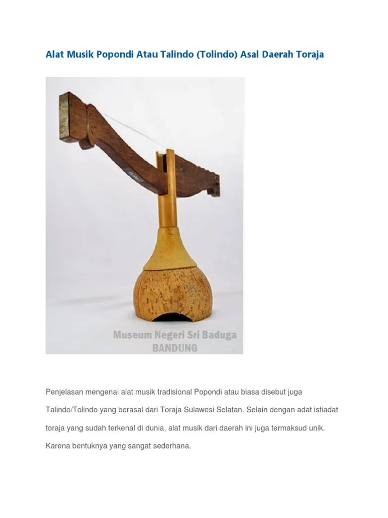 Alat Musik Popondi Atau Talindo | PDF