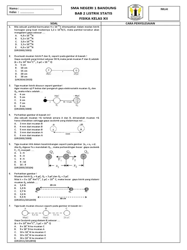 Latihan Bab 2 Listrik Statis | PDF
