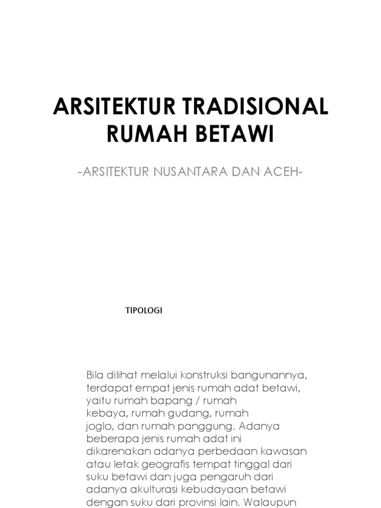 Arsitektur Tradisional Betawi Ade Dong | PDF