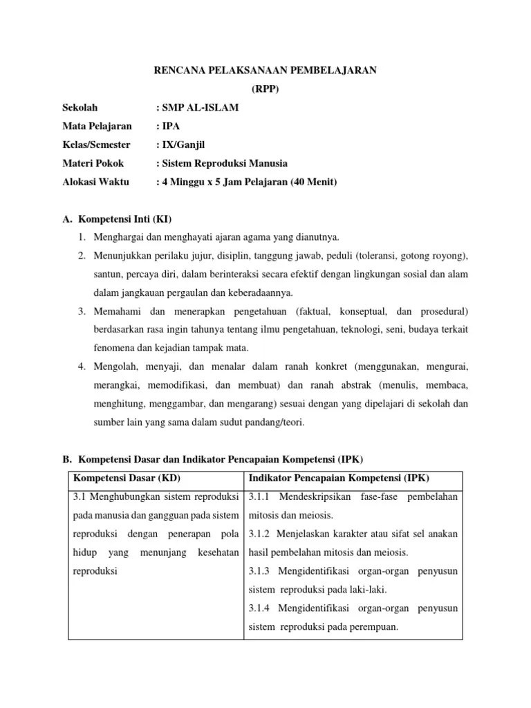 RPP Bab 1,2,3 Ipa Kelas 9 | PDF
