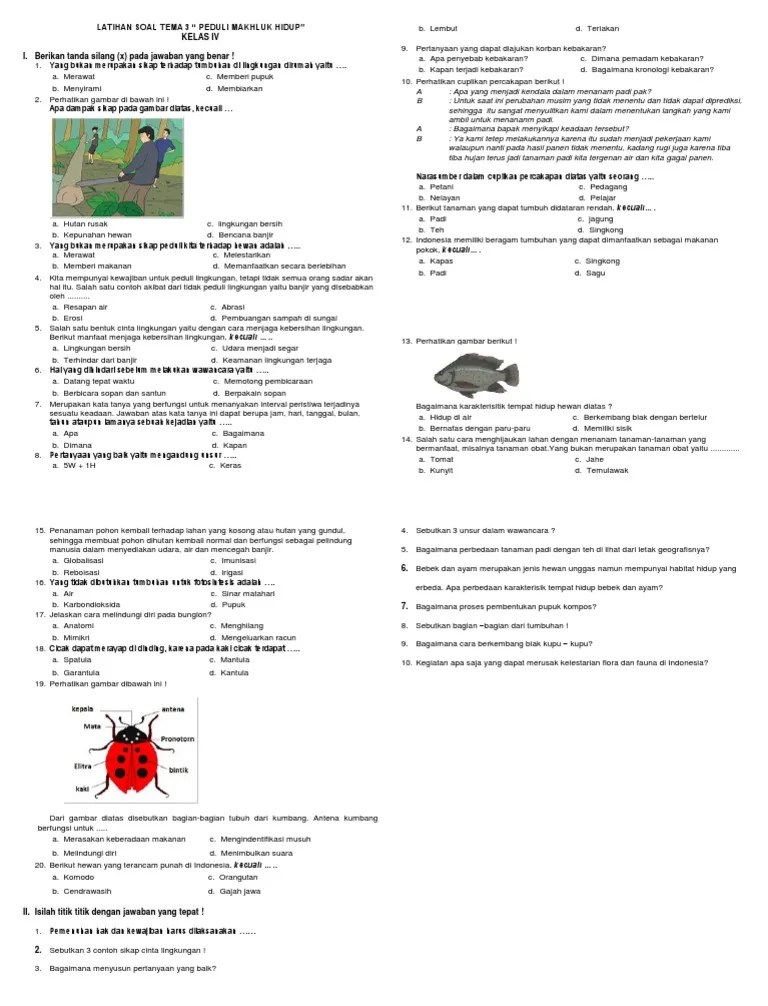 Latihan Soal Tema 3 Kelas IV Full | PDF