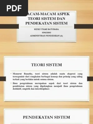 Teori Sistem Dan Pendekaatan Sistem | PDF
