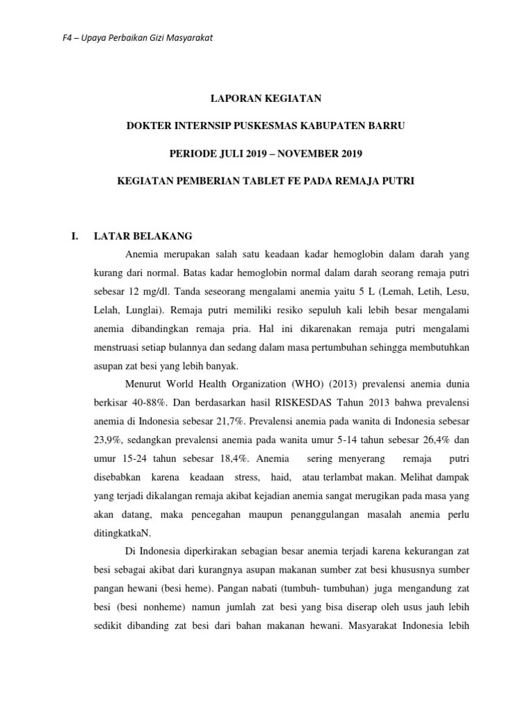LAPORAN F4 Perbaikan Gizi | PDF