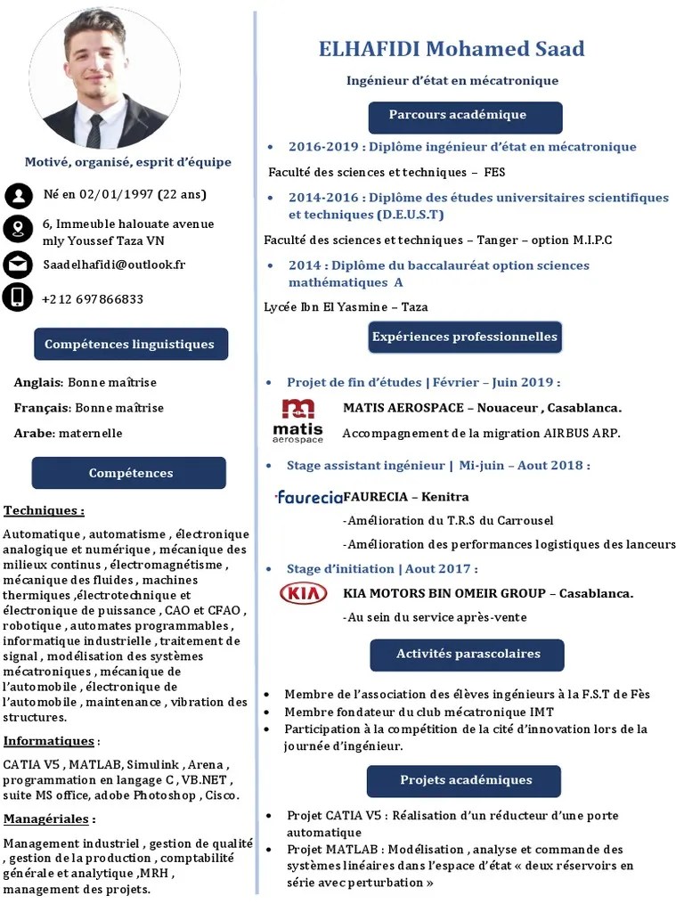 Modèle Cv Ingénieur
