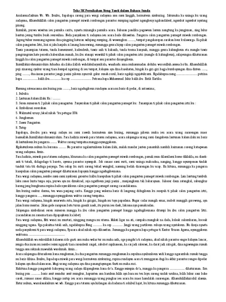 72+ Contoh Naskah Mc Bahasa Sunda