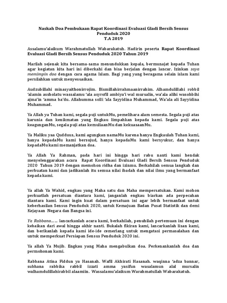 Naskah Doa Pembukaan Rakor Evaluasi Gladi Bersih | PDF