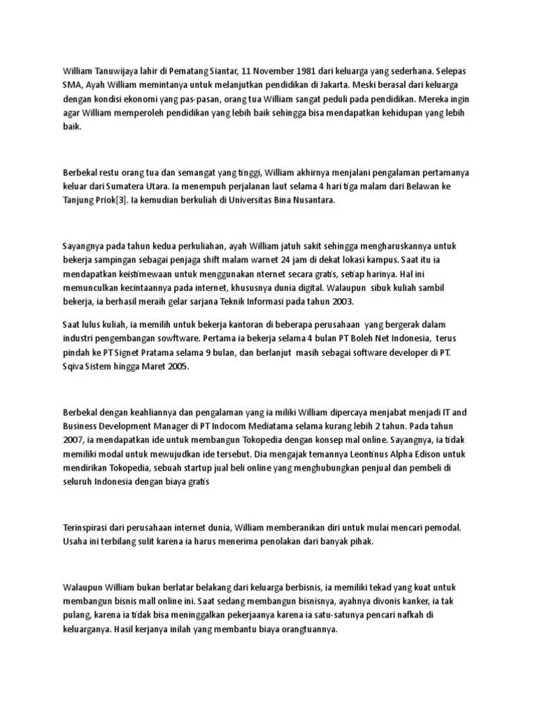 Biografi William Tanuwijaya Tokopedia | PDF