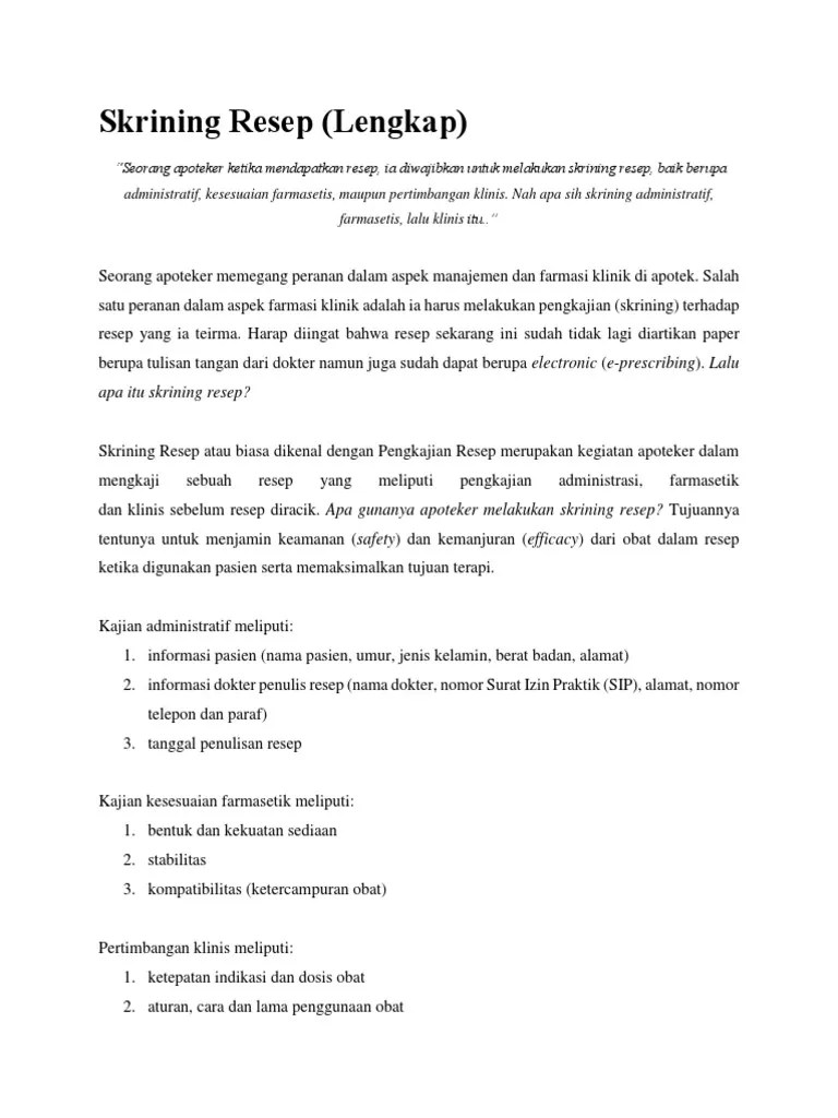 Skrining Resep | PDF
