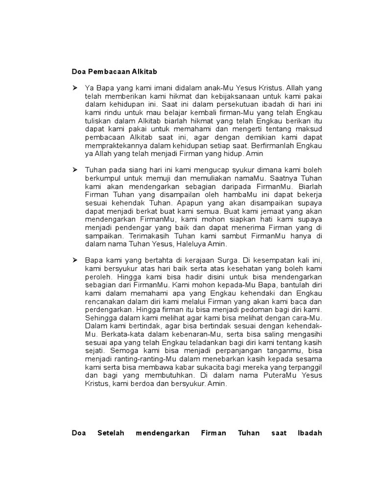 Doa Pembacaan Alkitab | PDF