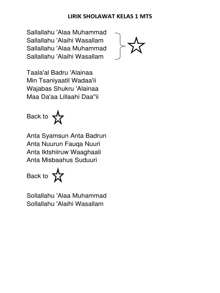 Teks Sholawat Anta Syamsun