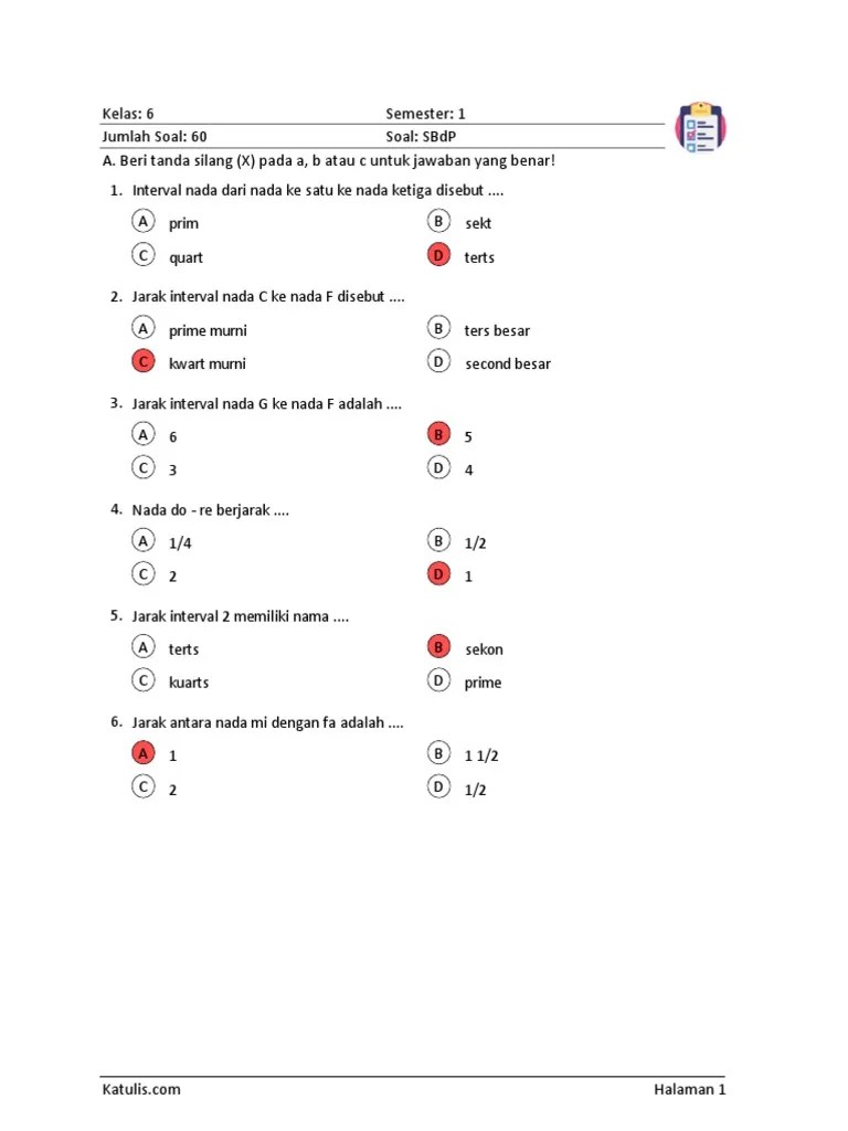 Kelas 6 SBDP Semester 1 - Jawaban | PDF