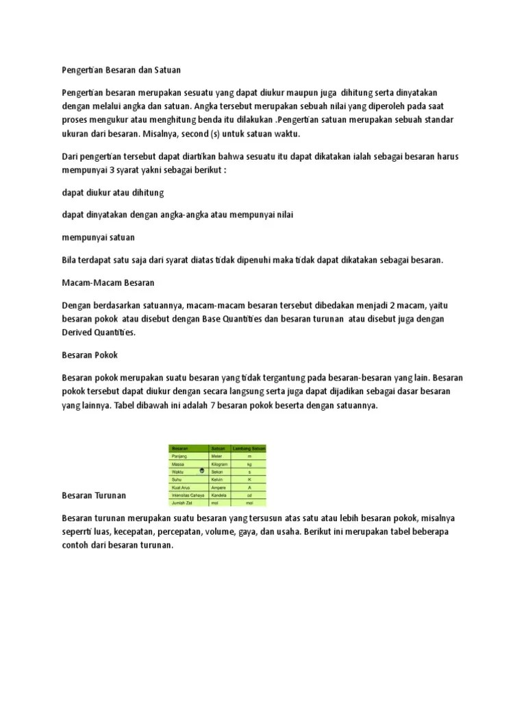 Besaran Dan Satuan - WPS Office | PDF