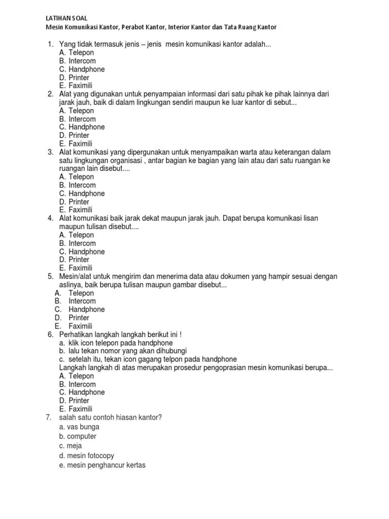 Soal Sarpras Alat Komunikasi Kantor | PDF