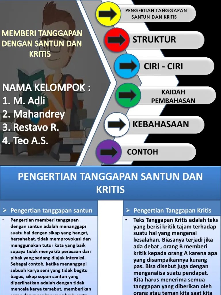 Tugas Presentasi Bahasa Indonesia. Memberikan Tanggapan Dengan Santun Dan  Kritis | PDF