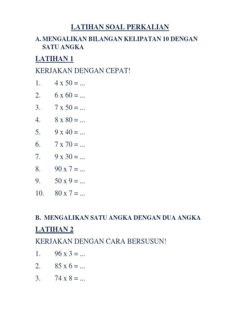 Soal Latihan Konsep Perkalian Dan Pembagian | PDF