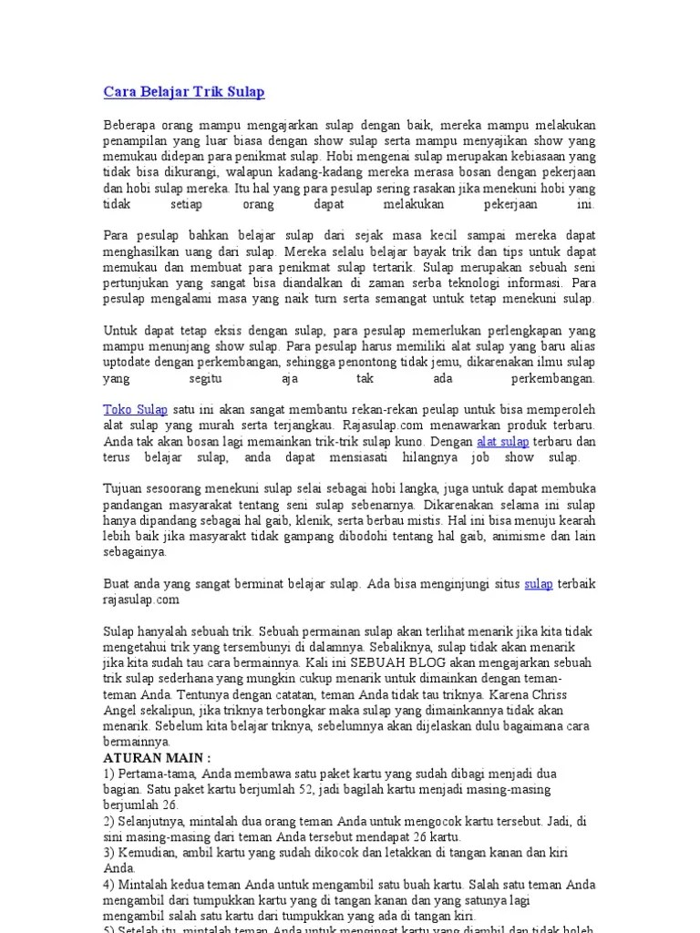 Cara Belajar Trik Sulap | PDF