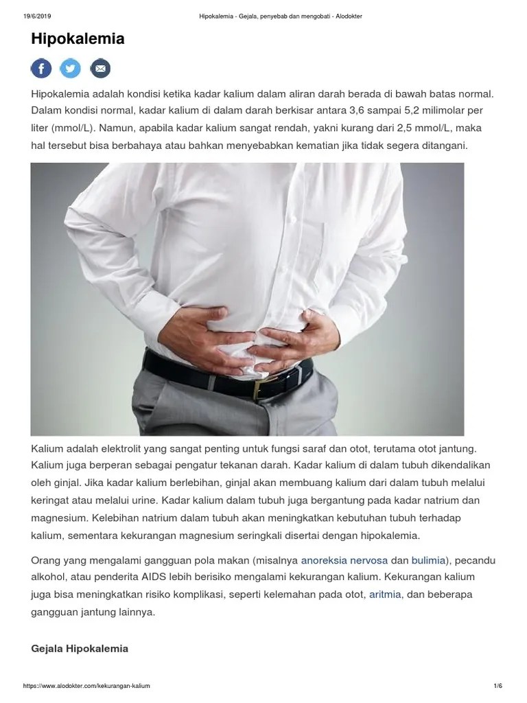 Hipokalemia - Gejala, Penyebab Dan Mengobati | PDF