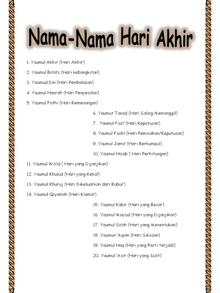 Macam Macam Nama Lain Hari Kiamat | PDF